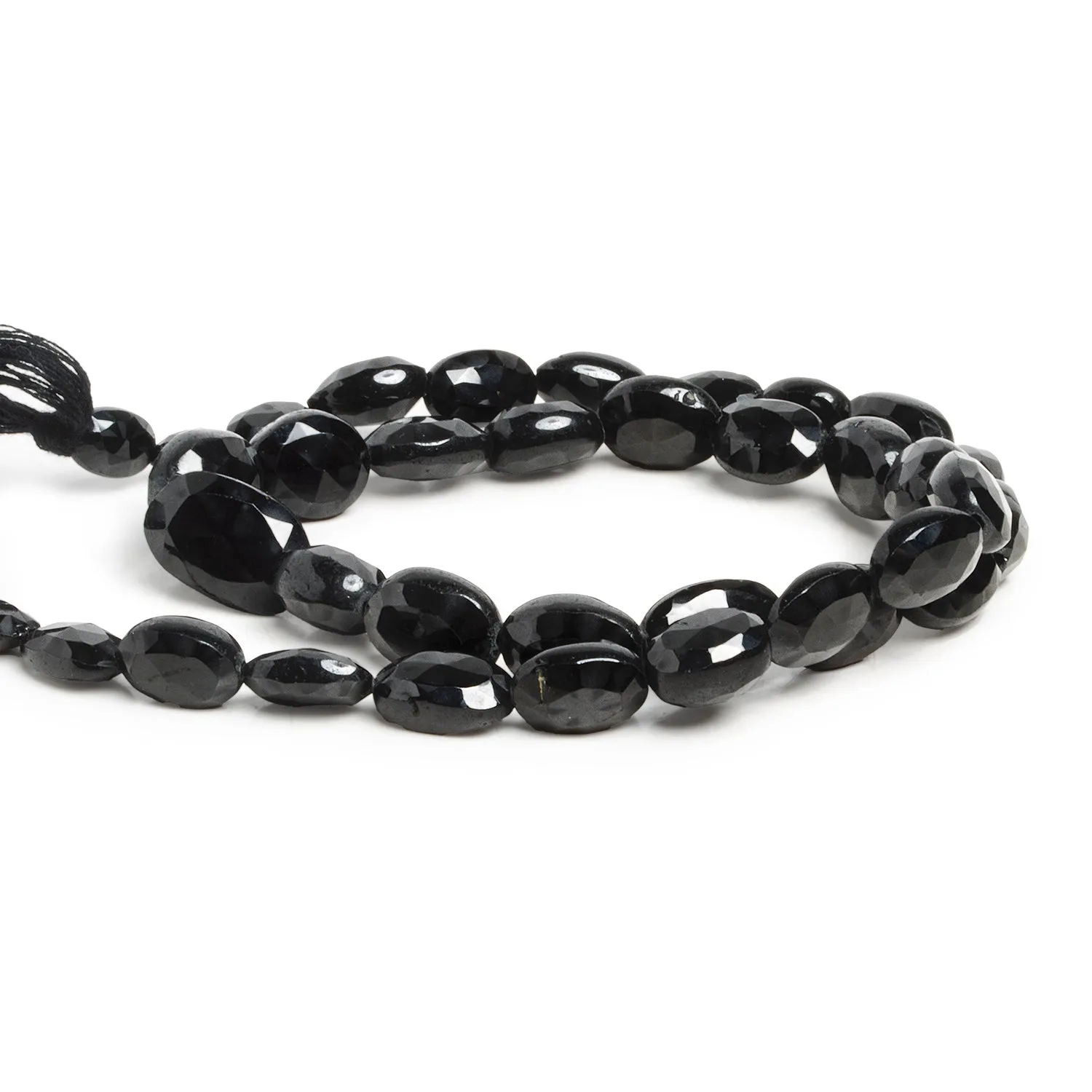 10x8mm Black Spinel Faceted Ovals 14 inch 33 beads