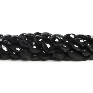 10x8mm Black Spinel Faceted Ovals 14 inch 33 beads