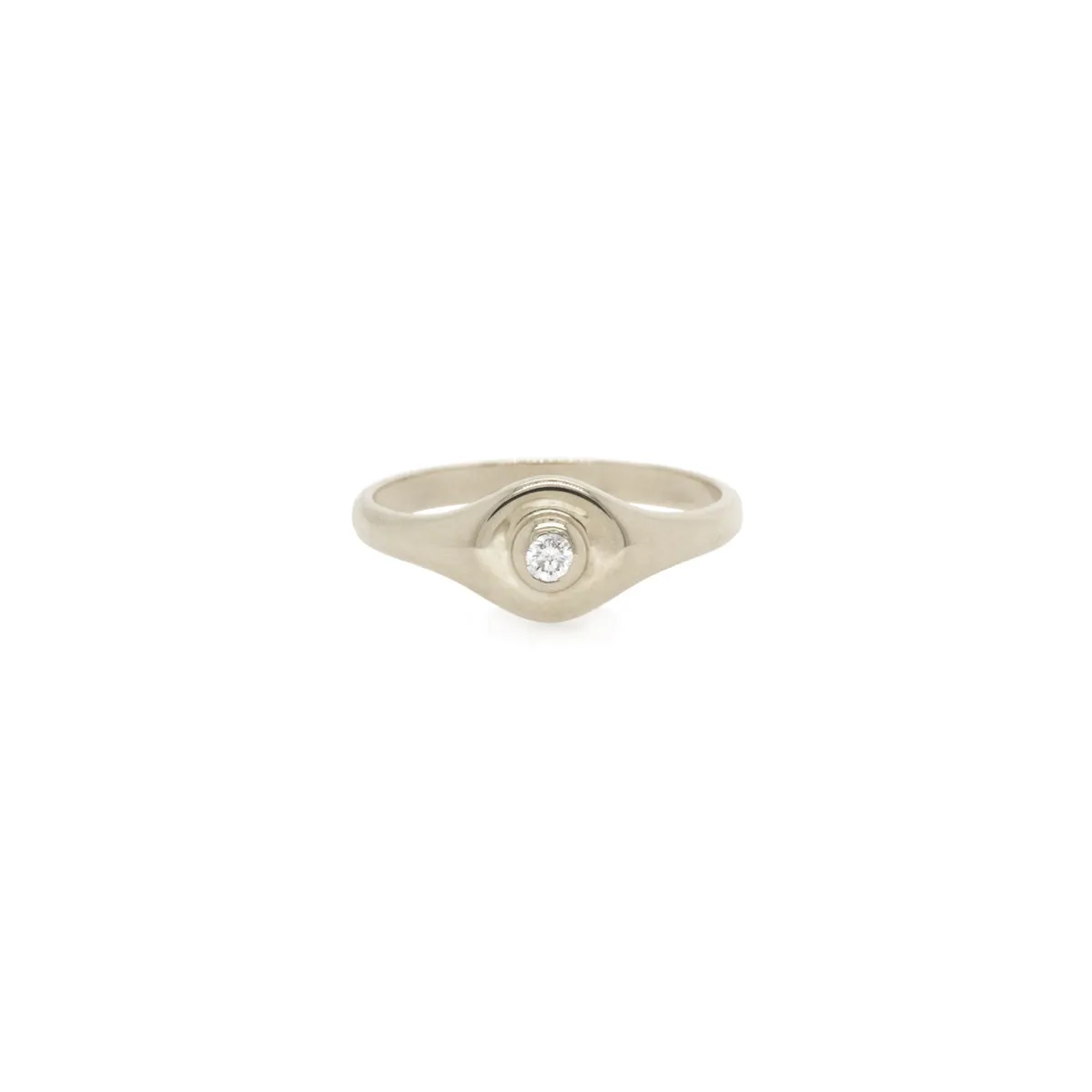 14k Diamond Bezel Round Signet Ring