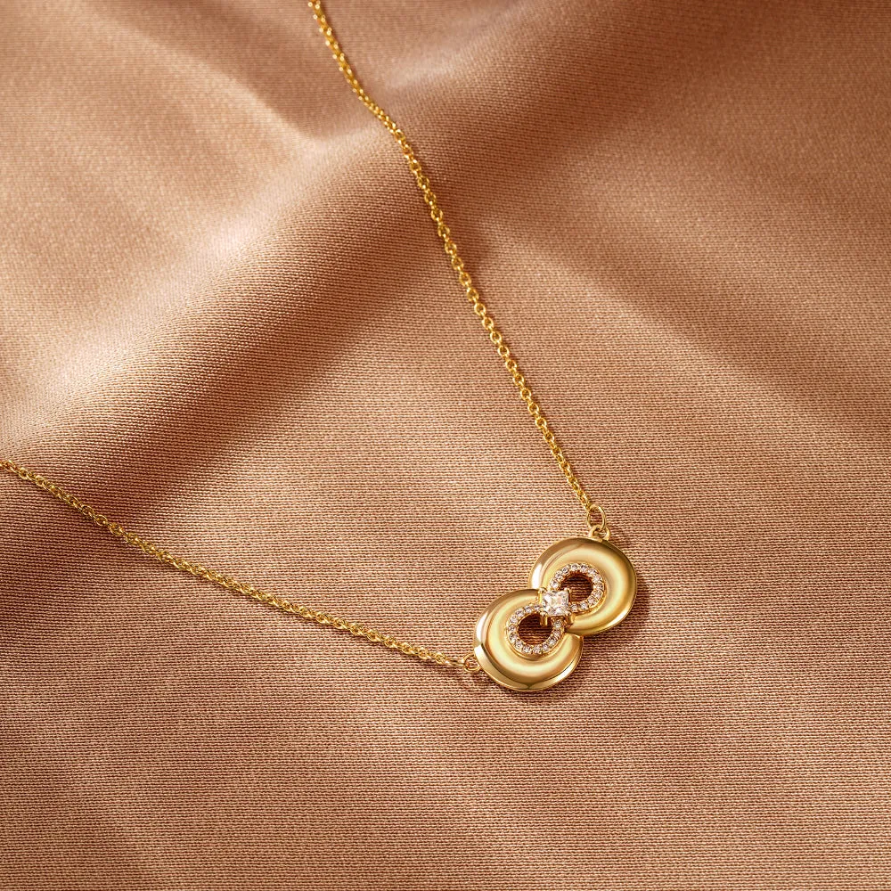 14K Gold Love Knot Pendant Necklaces-Infinity