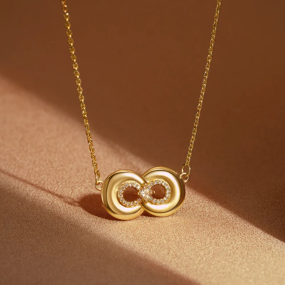 14K Gold Love Knot Pendant Necklaces-Infinity