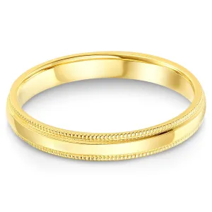 14k Solid Gold 3mm Comfort Fit Milgrain Traditional Wedding Band Ring