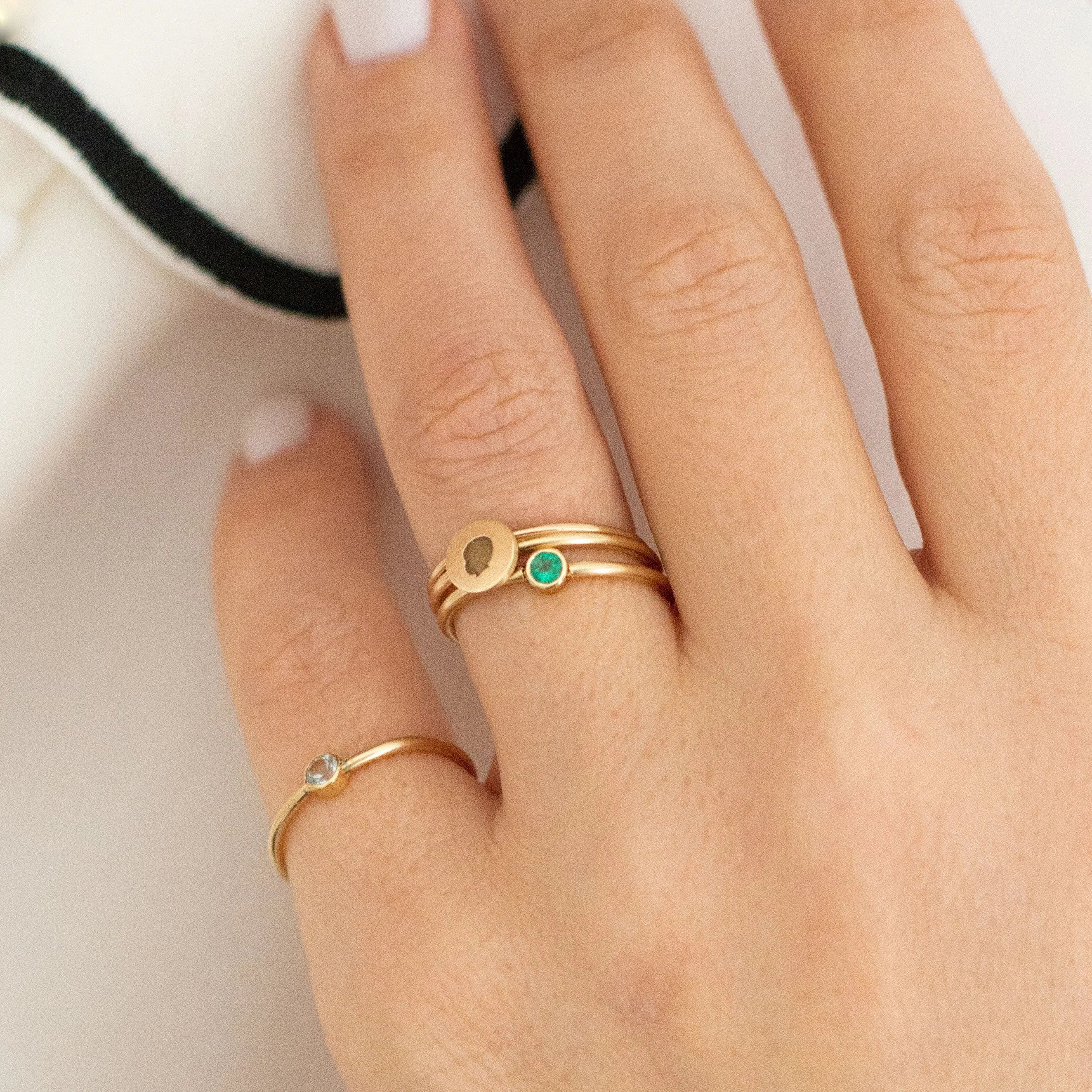 14K Tiny Birthstone Ring