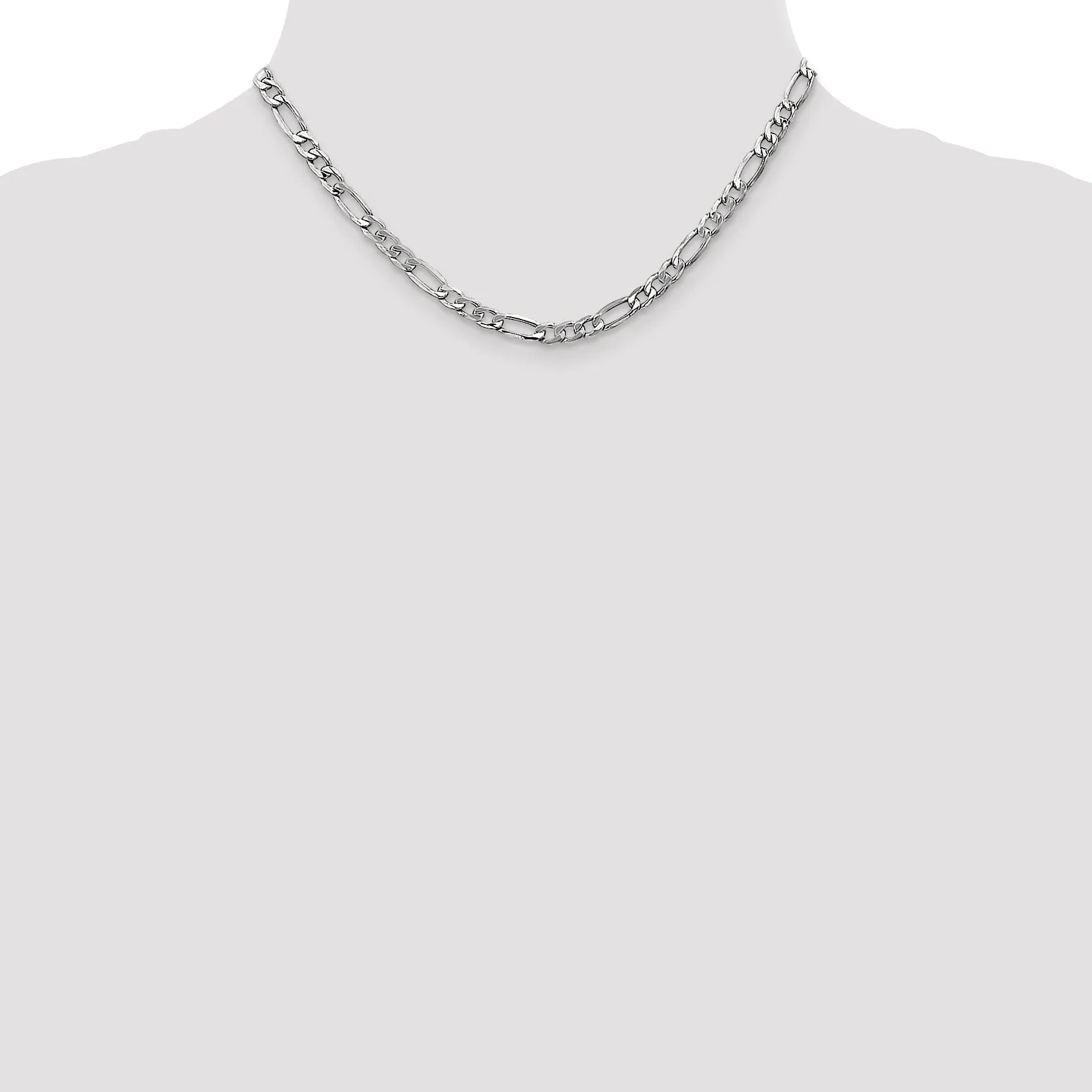 14k White Gold 5.35-mm Semi Solid Figaro Chain