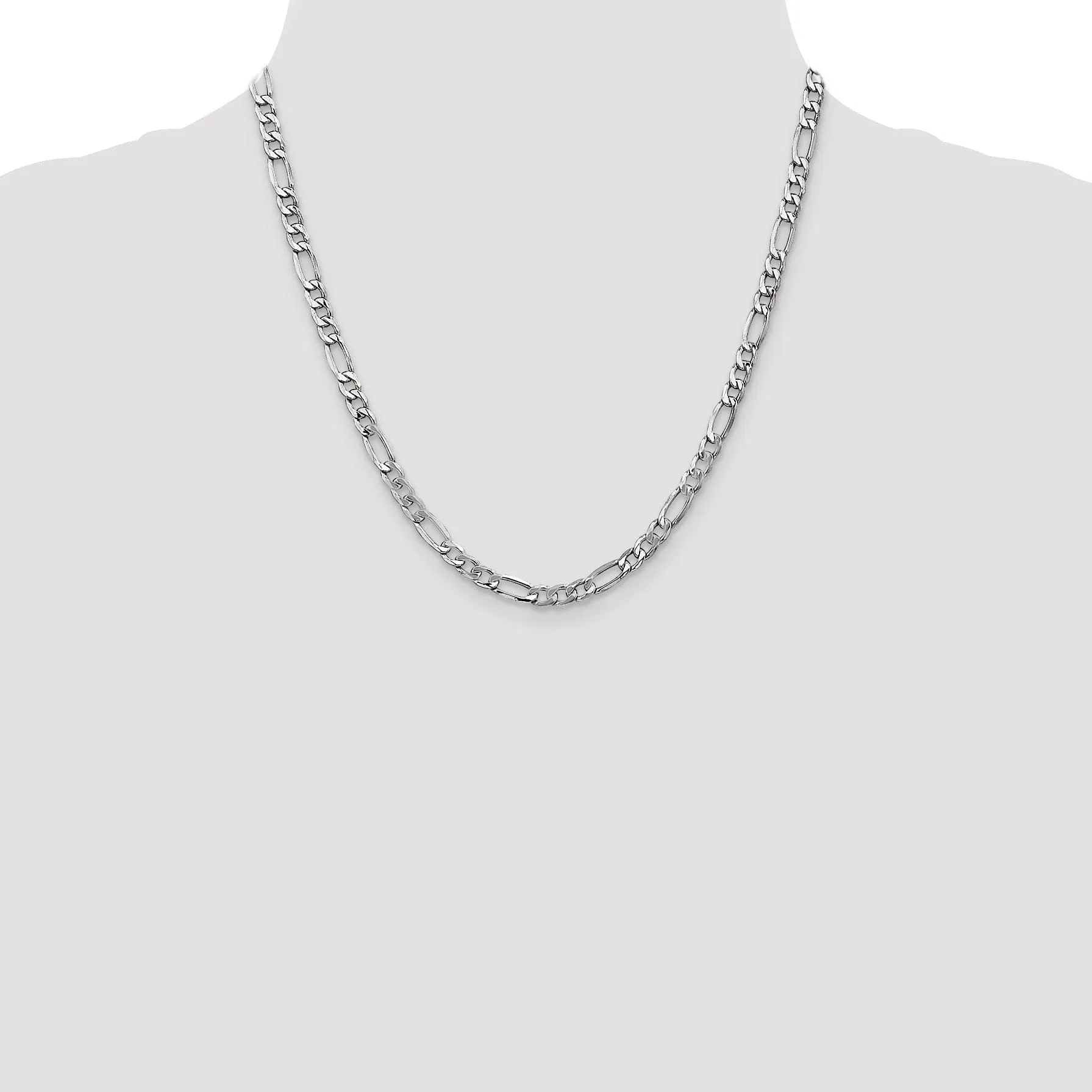 14k White Gold 5.35-mm Semi Solid Figaro Chain