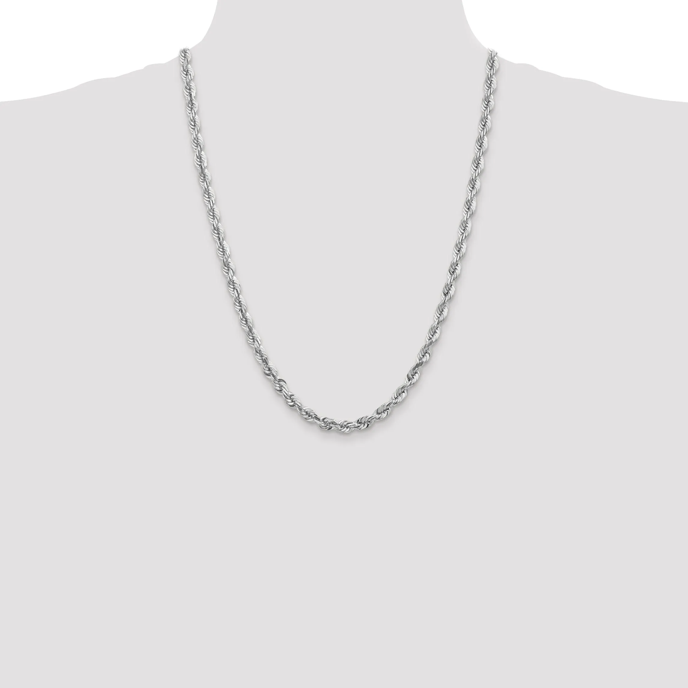 14k White Gold 5.50mm Diamond Cut Rope Chain