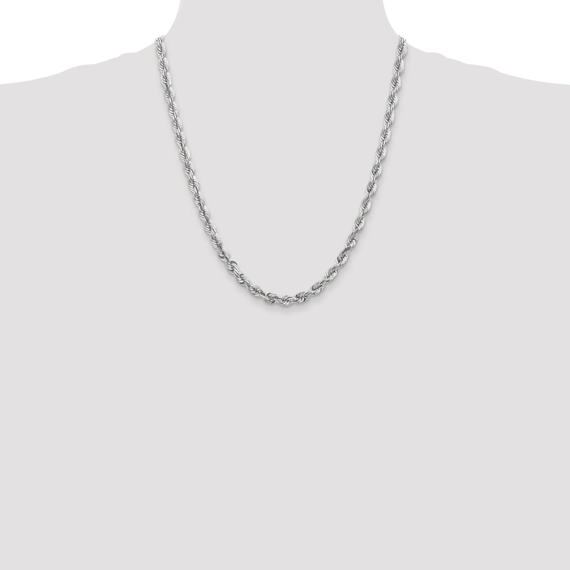 14k White Gold 5.50mm Diamond Cut Rope Chain