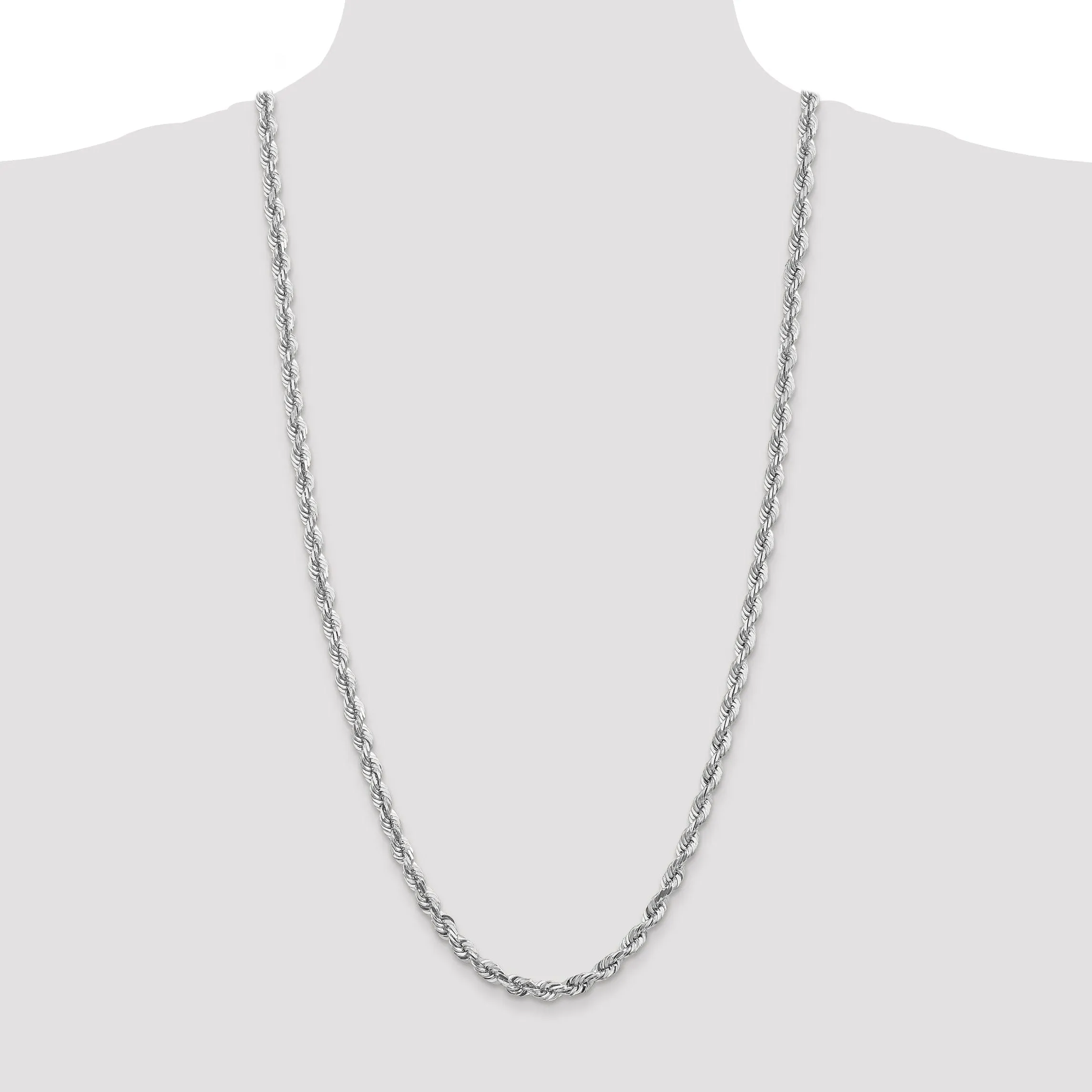 14k White Gold 5.50mm Diamond Cut Rope Chain