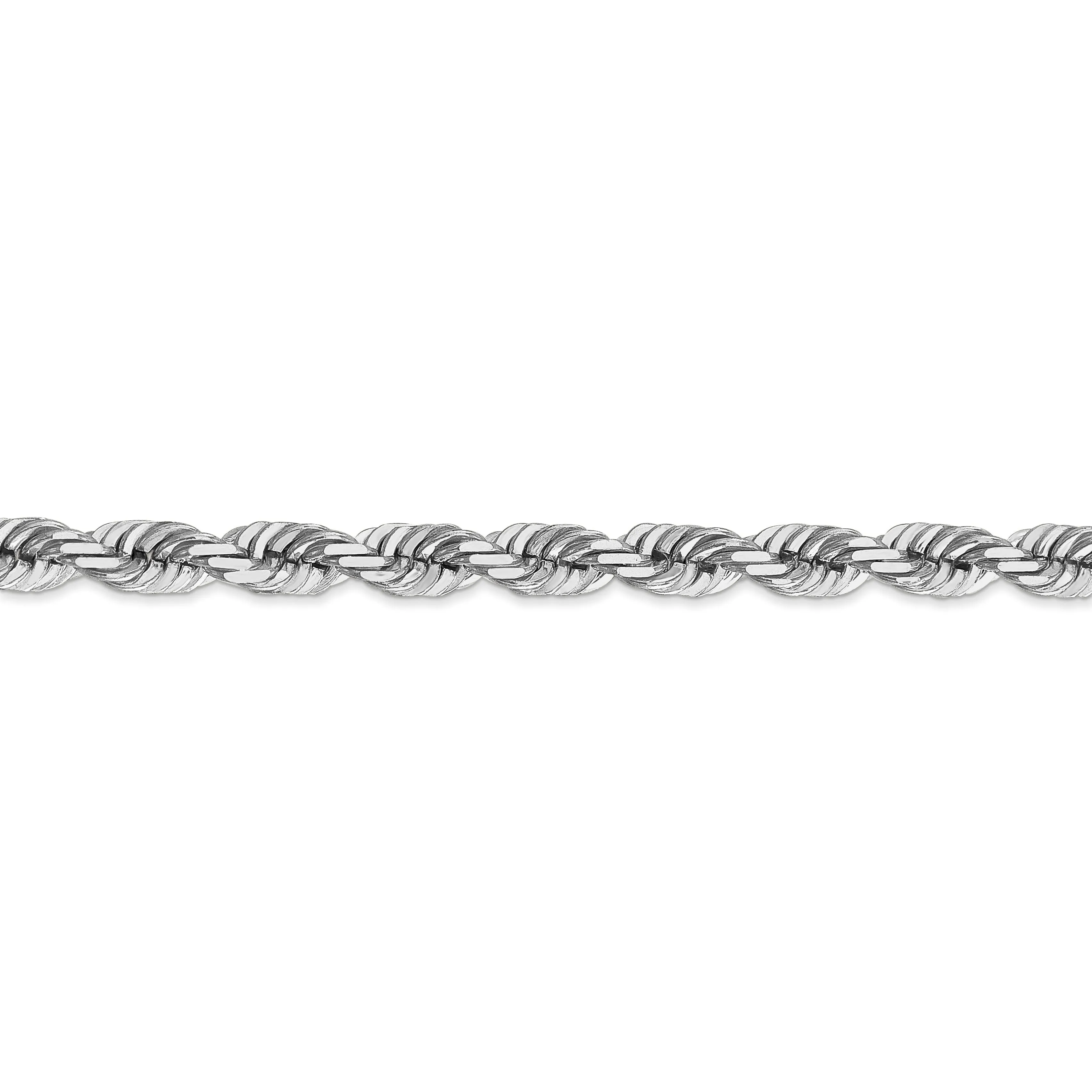 14k White Gold 5.50mm Diamond Cut Rope Chain