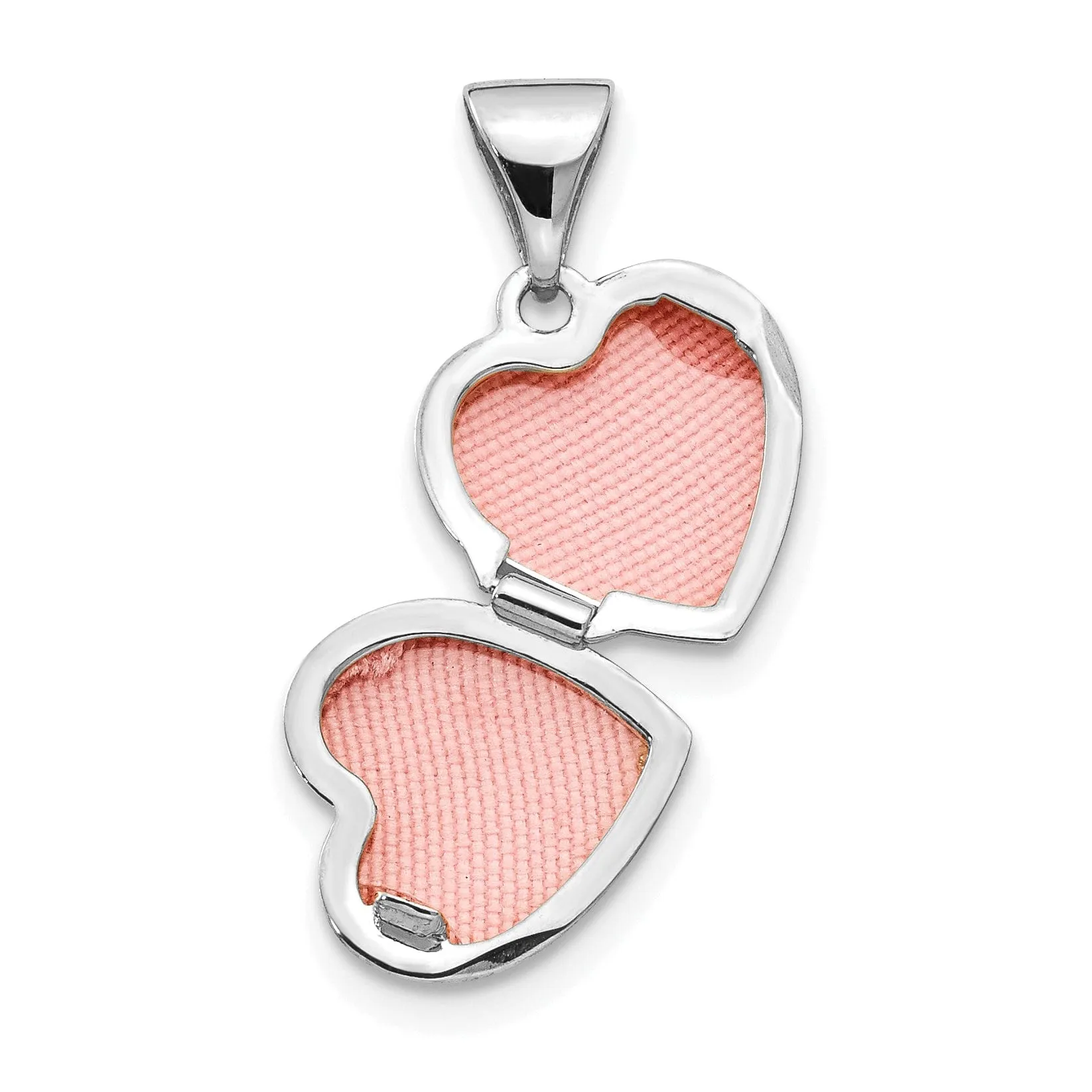 14k White Gold Heart-Shaped Scrolled Locket