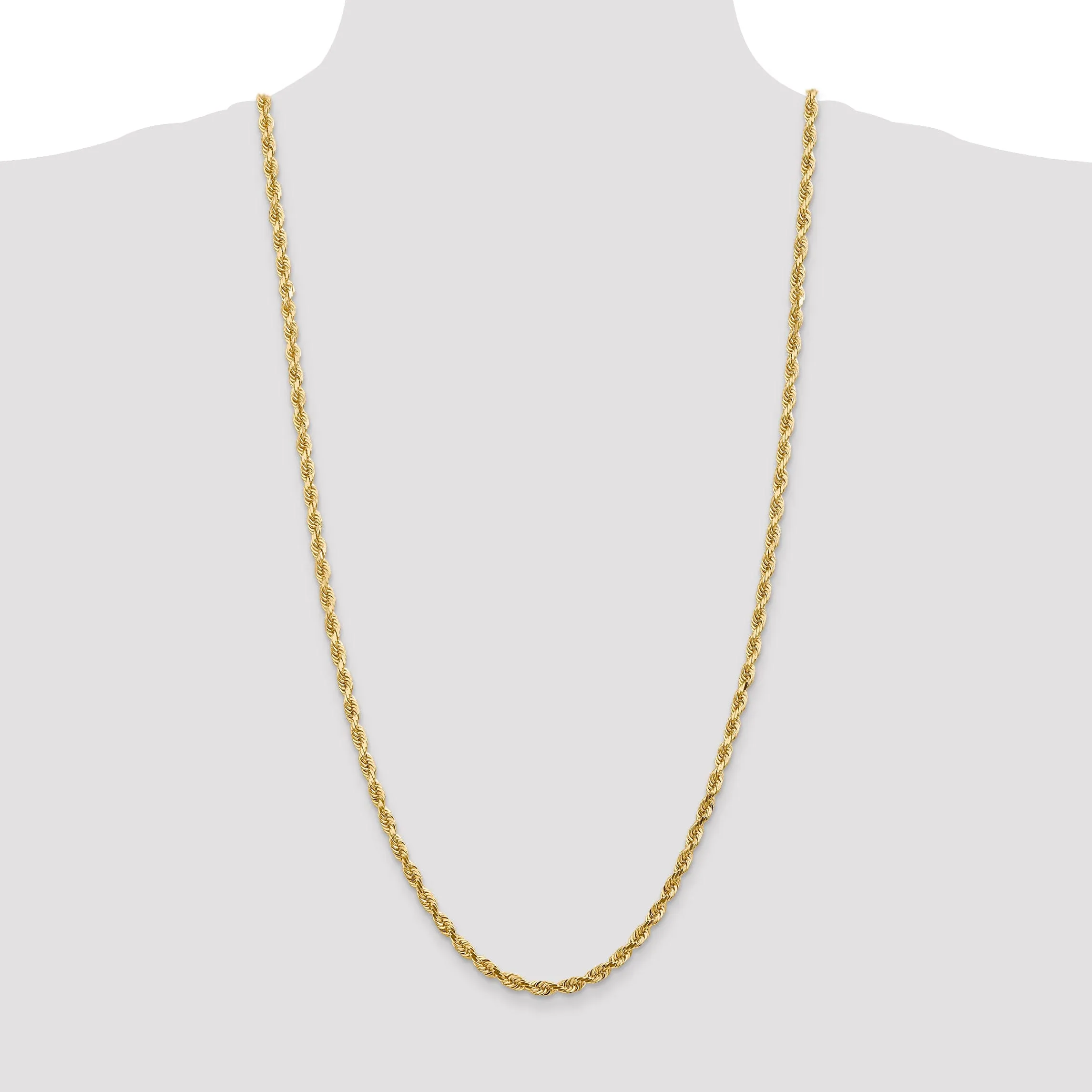 14k Yellow Gold 4.50mm D.C Quadruple Rope Chain