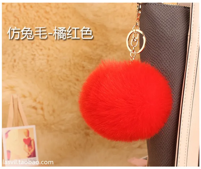 18 color trinket Keychain pompons keychains fake fur Keychain pompom pumpon chik Keychain furllaveros pompom llaveros mujer 1pcs