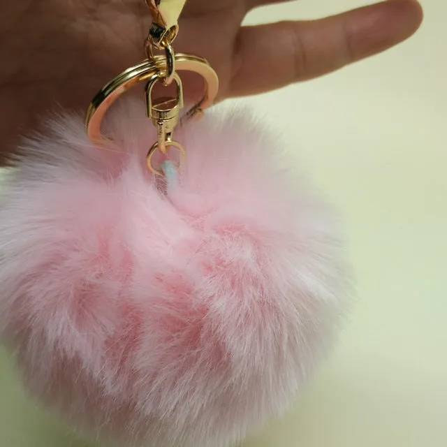 18 color trinket Keychain pompons keychains fake fur Keychain pompom pumpon chik Keychain furllaveros pompom llaveros mujer 1pcs