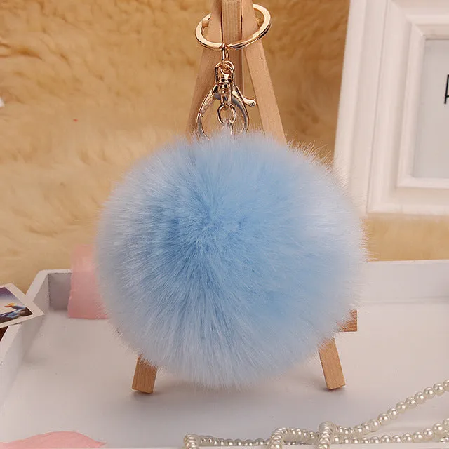 18 color trinket Keychain pompons keychains fake fur Keychain pompom pumpon chik Keychain furllaveros pompom llaveros mujer 1pcs