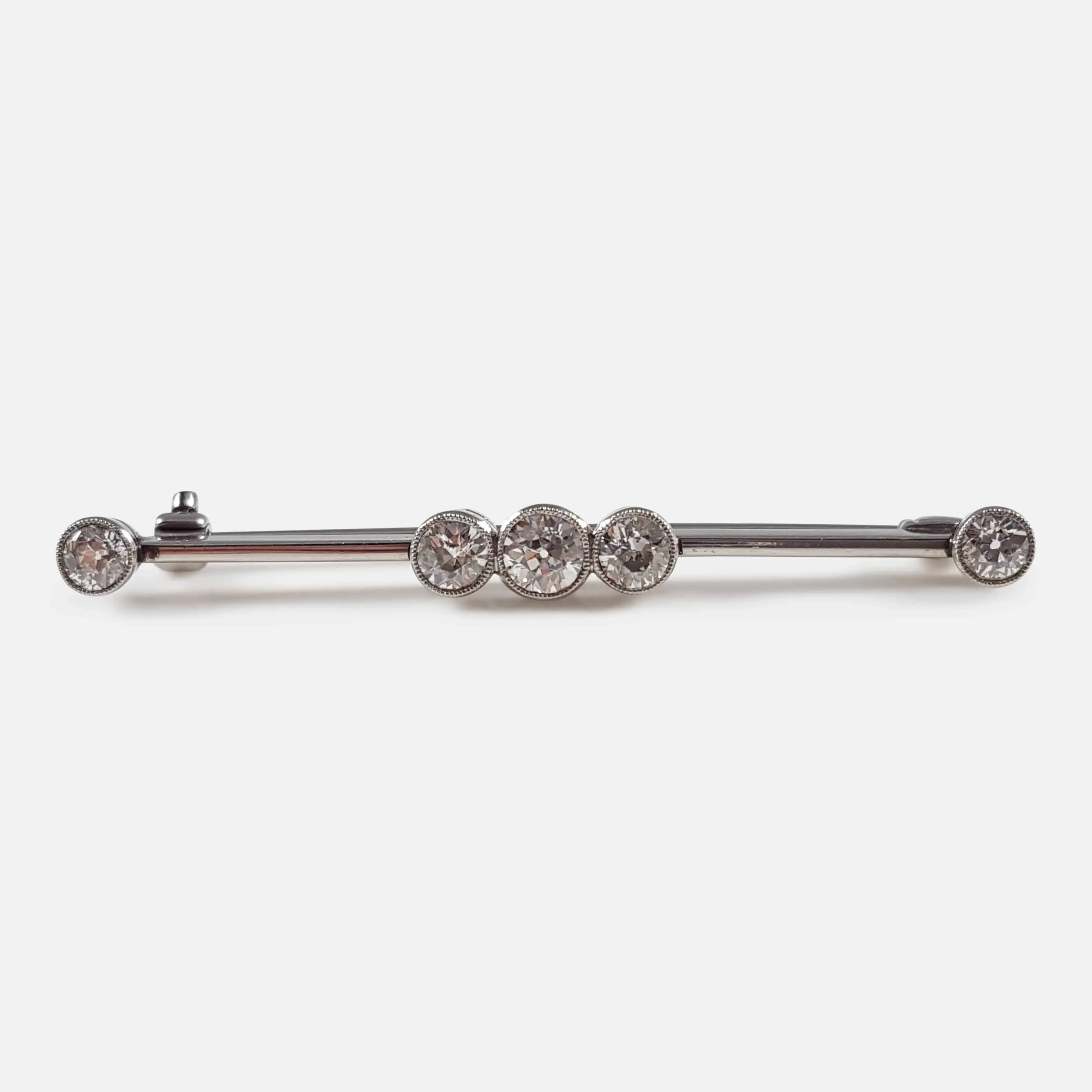 18ct Gold Five-Stone Diamond Bar Brooch - Circa 1920