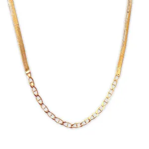 18K Gold Filled Mixed Herringbone 4mm Chain Necklace