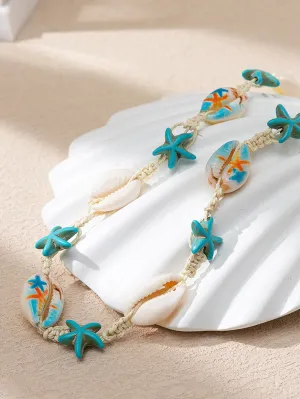 1pc Bohemian Shell & Starfish Decor Necklace Statement Necklace Modern Necklace