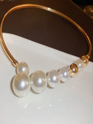 1pc  Faux Pearl Decor Cuff Choker Statement Necklace Modern Necklace Creative