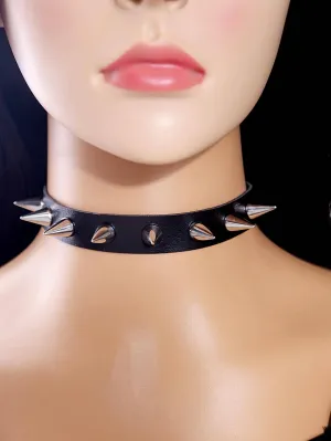 1pc PU Spiked Decor Choker Statement Necklace Modern Necklace Creative Jewelry