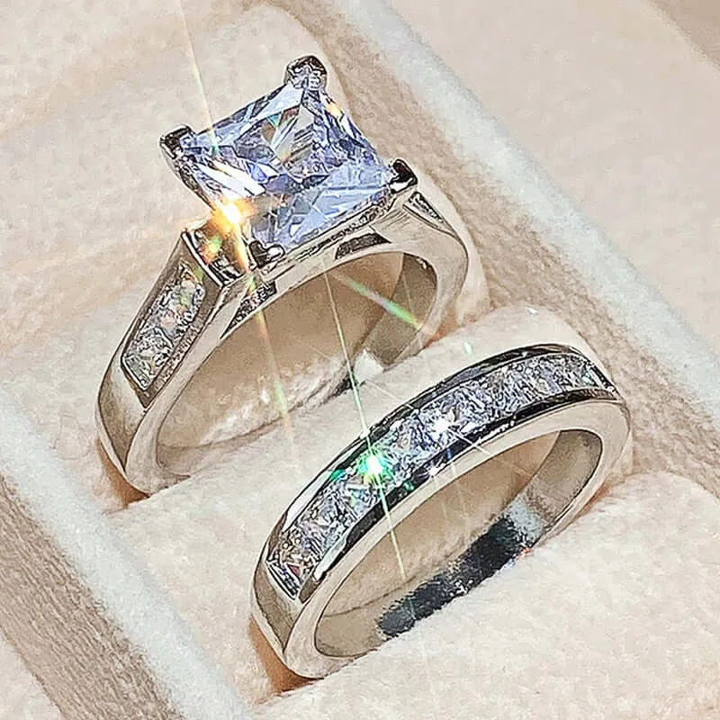 2pc Engagement Style Diamond Rings for Women