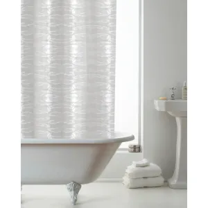 3D Waves Pattern Shower Curtain with Hooks PEVA 180x180cm