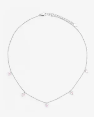 5 Heart Pink Stones Necklace