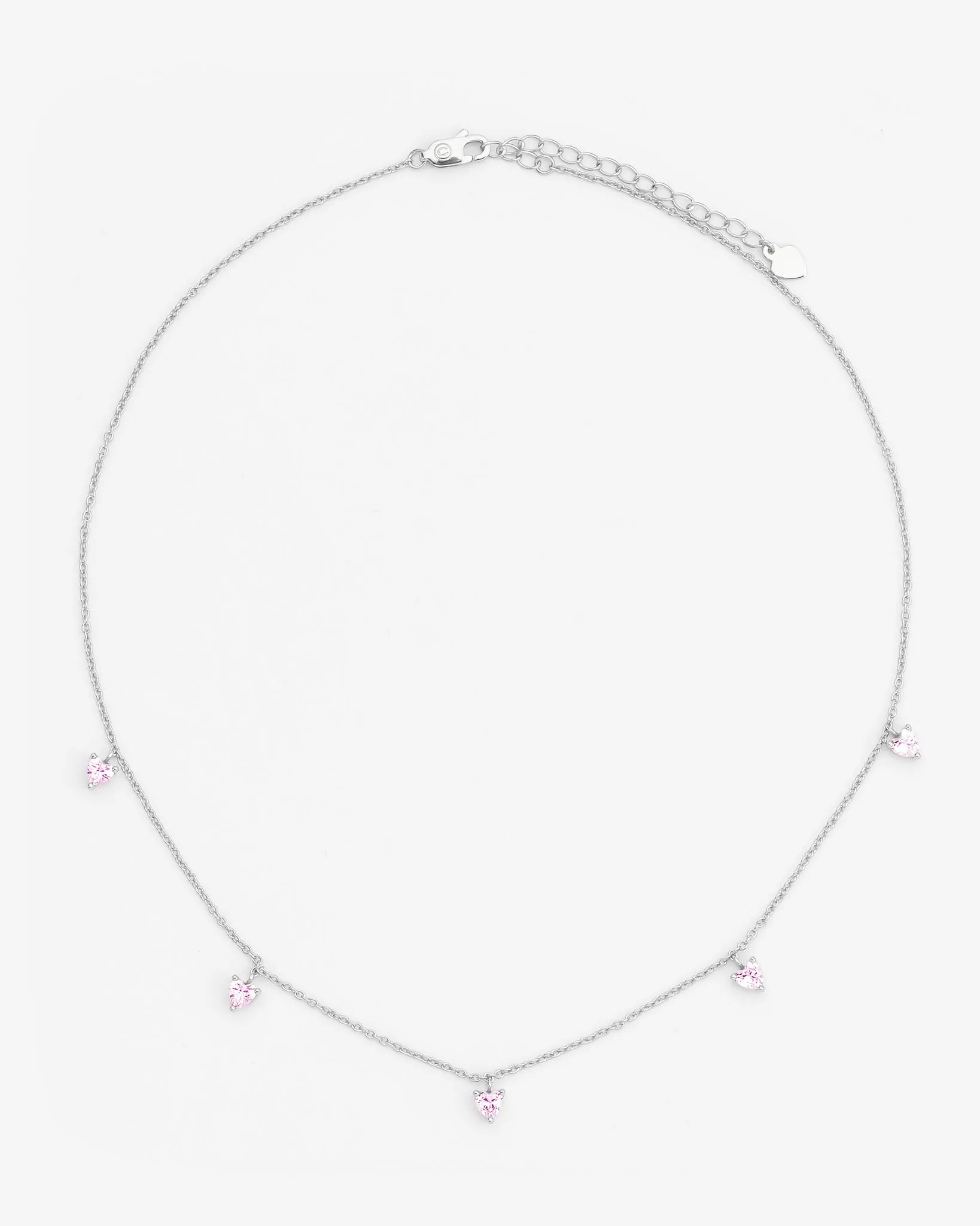 5 Heart Pink Stones Necklace