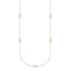 Adorned Pearl Station Necklace in Gold