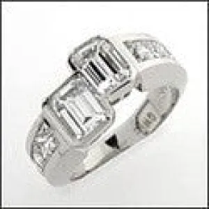 Anniversary 2 Emerald 1 Ct Each Channel Set Cubic Zirconia Cz Ring