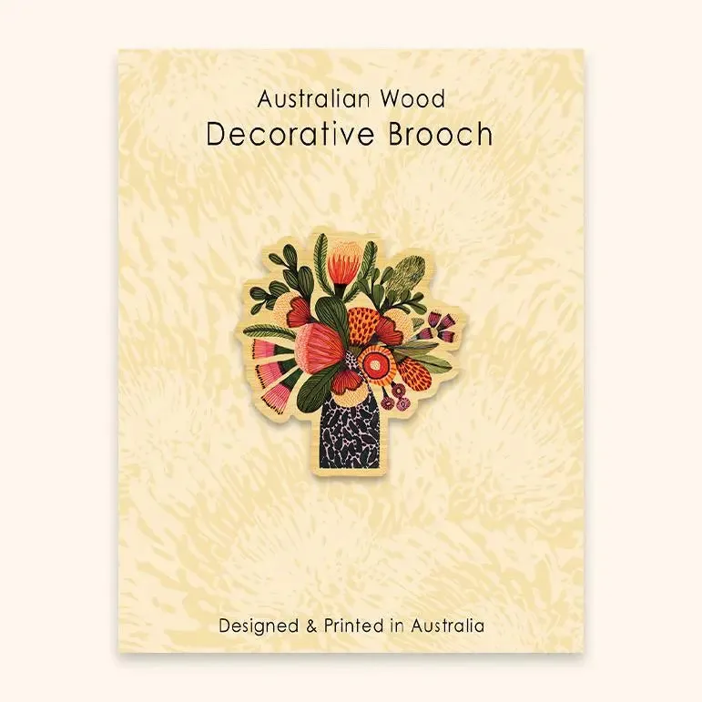 Aussie Natives Wooden Brooch