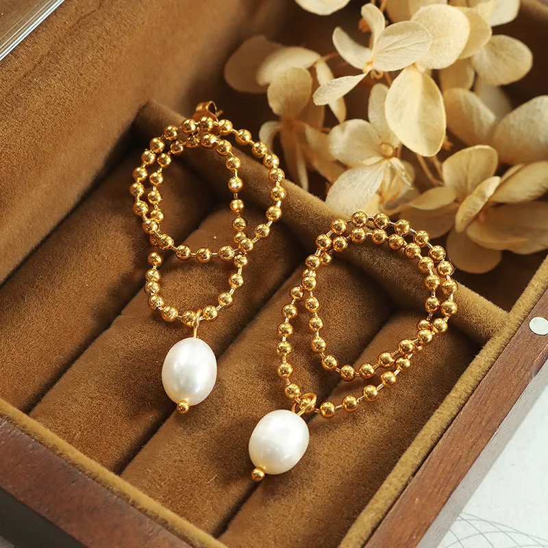 Autumn Chic Double Fringed Freshwater Pearl Earrings