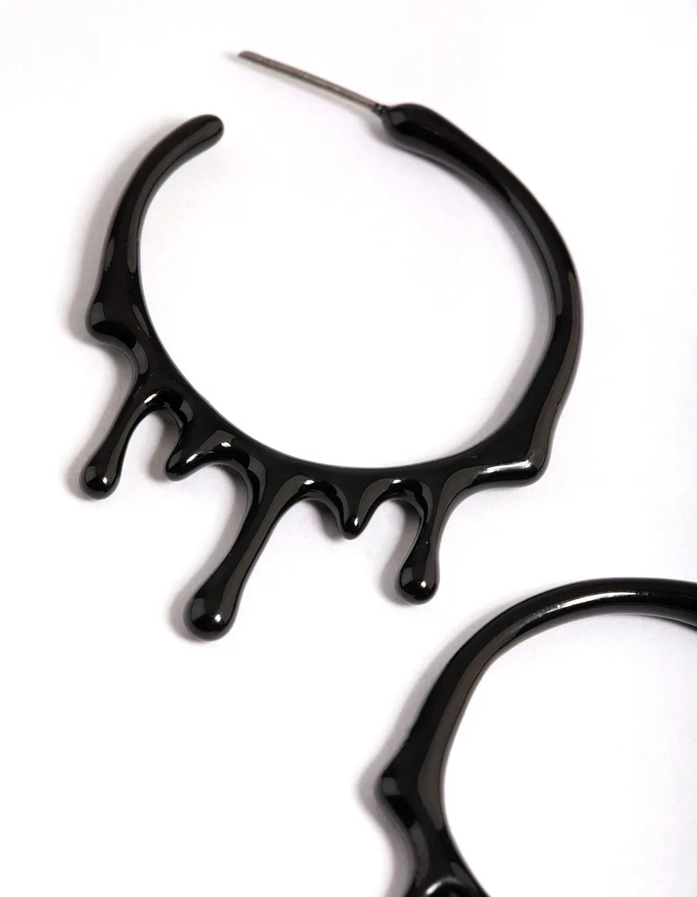 Black Paint Melt Hoop Earrings