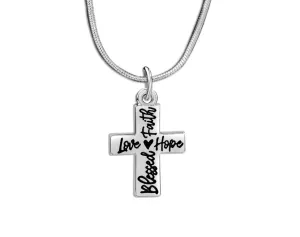 Blessed, Hope, Faith, and Love Cross Necklaces