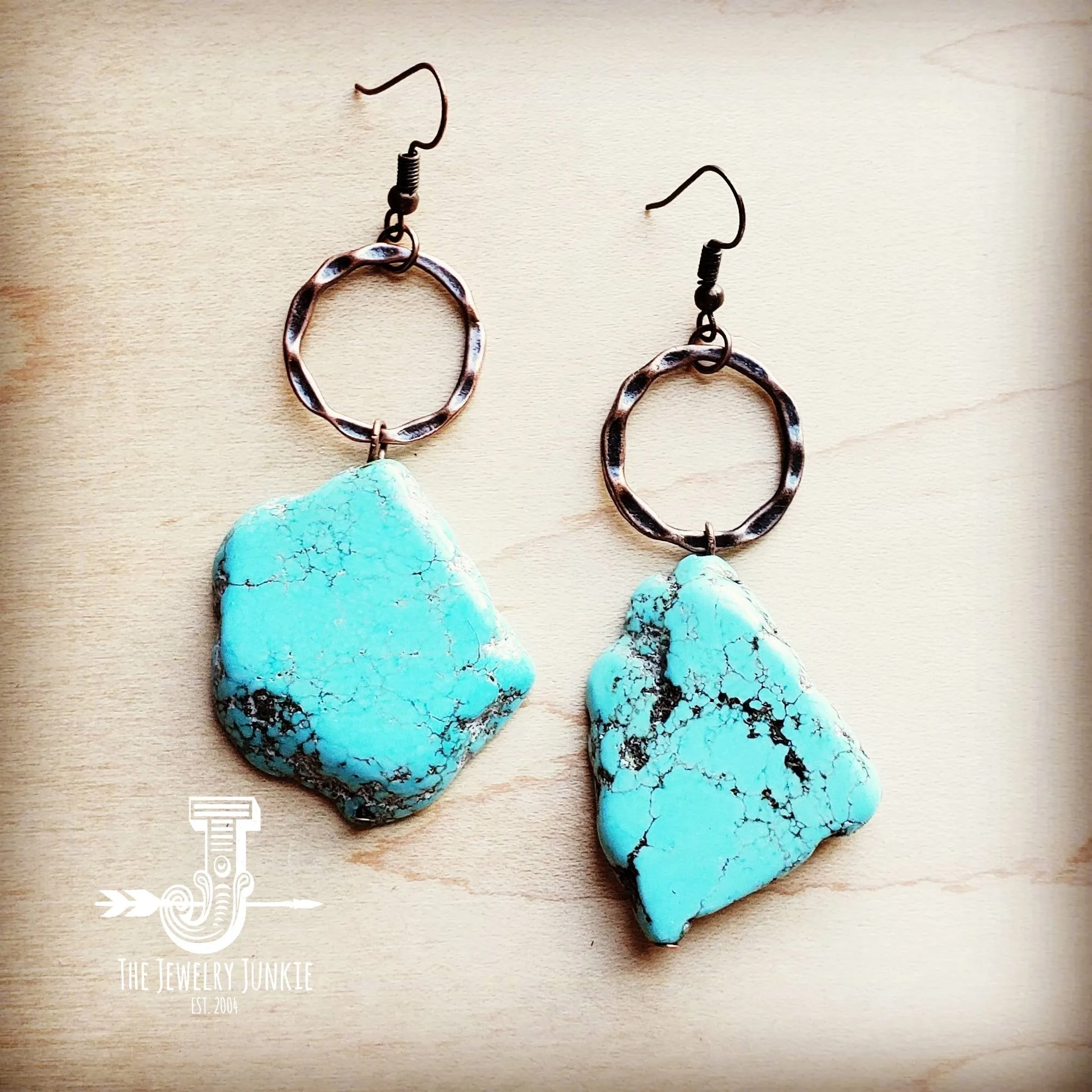 Blue Turquoise Chunky Earrings 215q