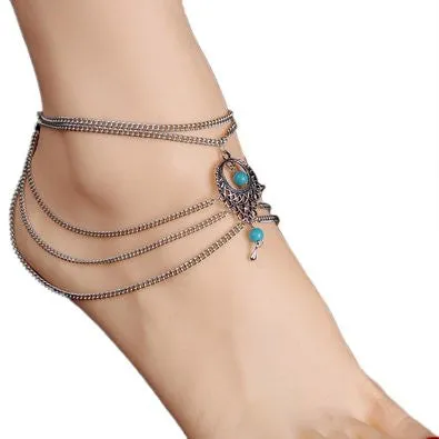 Bohemian Style Beaded Chain Anklet, Barefoot Sandals Set