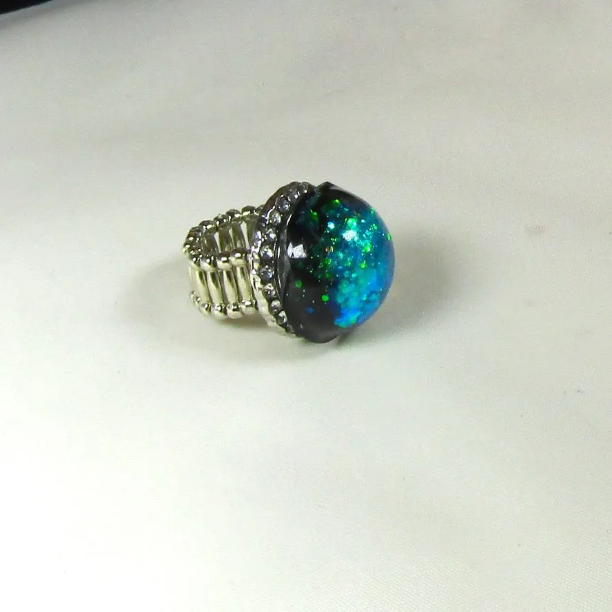 Bold Blue Green Fashion Adjustable Ring