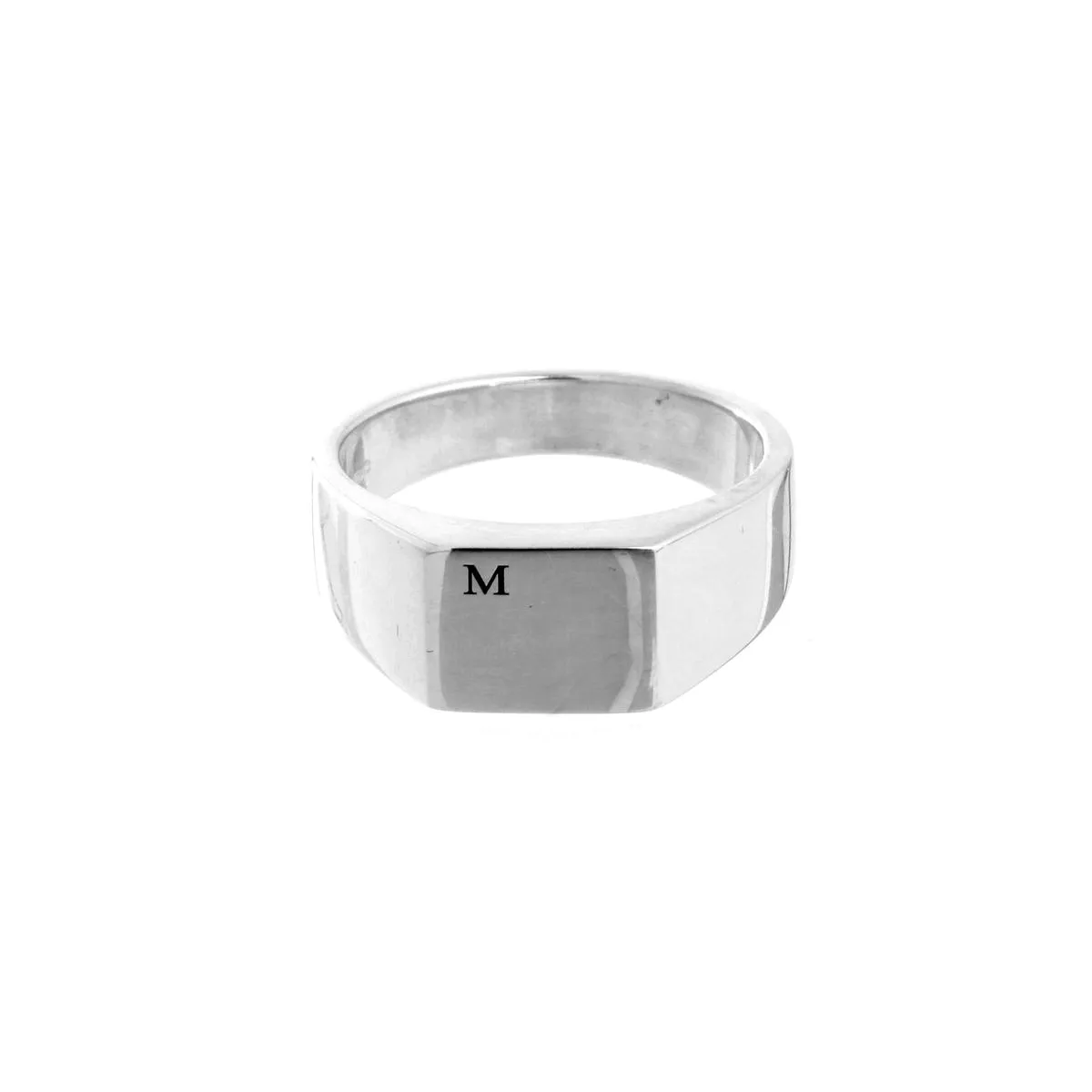 Bold Initial Personalised Square Silver Signet Ring