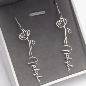 Boucles d'oreilles fleur de naissance personnalisables- Argent 925 (653)