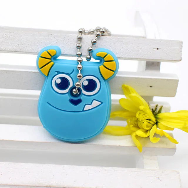 Cartoon Anime Minion Cute Owl Key Cover mickey stitch Bear Keychain Silicone Hello Kitty porte clef cat cap minne key protection