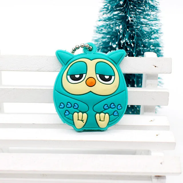 Cartoon Anime Minion Cute Owl Key Cover mickey stitch Bear Keychain Silicone Hello Kitty porte clef cat cap minne key protection