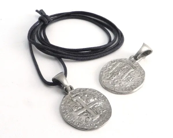 Celtic Coin Pendant on Black Cord