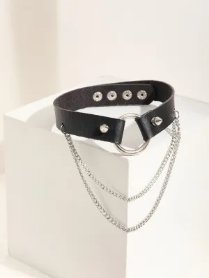 Chain & Spiked Decor Choker Statement Necklace Modern Necklace Creative Jewelry