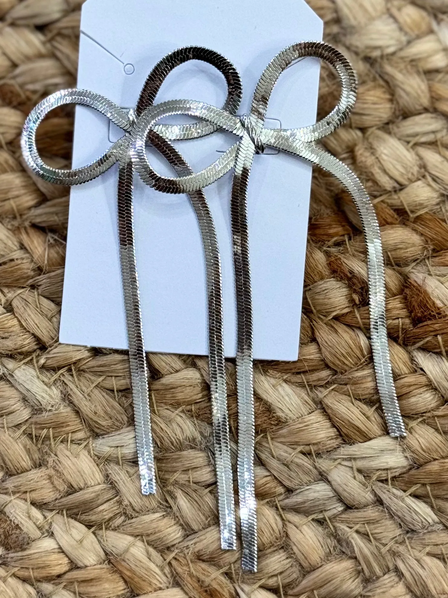 Chain Bow Earrings in Silver