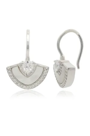 CHIC NOEL MOTHER OF PEARL FAN EARRINGS SILVER