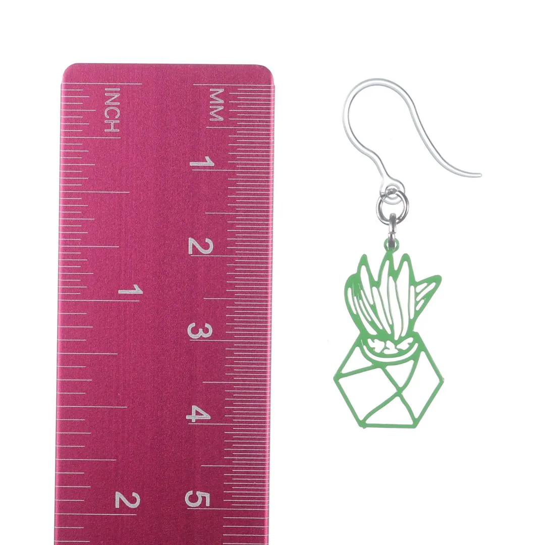 Chic Potted Aloe Dangles Hypoallergenic Earrings for Sensitive Ears Made with Plastic Posts