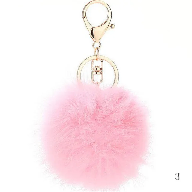 CHICDREAM Wholesale Fashion Chaveiro Keychain Fur Pom Pom Key Chain Real Rabbit Hair Bag Car Ornaments Fur Ball Pendants Trinket