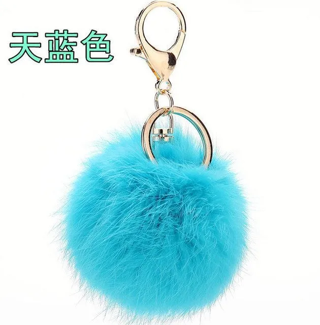 CHICDREAM Wholesale Fashion Chaveiro Keychain Fur Pom Pom Key Chain Real Rabbit Hair Bag Car Ornaments Fur Ball Pendants Trinket