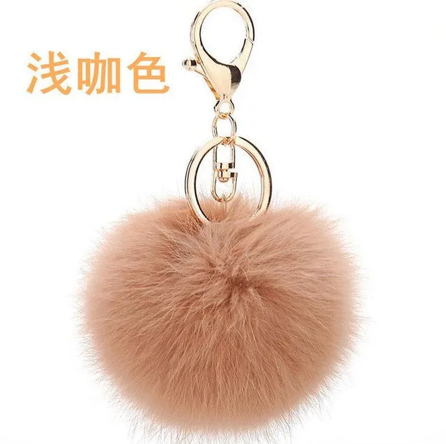 CHICDREAM Wholesale Fashion Chaveiro Keychain Fur Pom Pom Key Chain Real Rabbit Hair Bag Car Ornaments Fur Ball Pendants Trinket