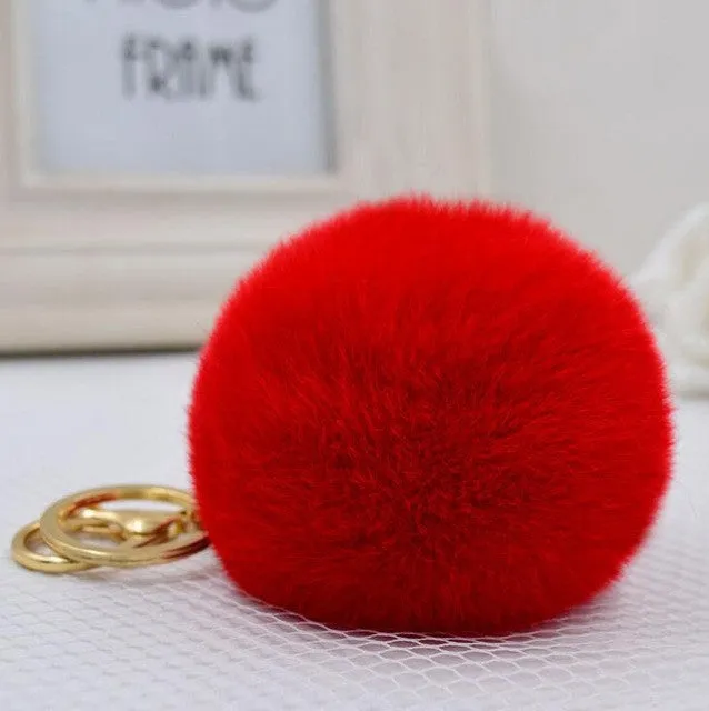 CHICDREAM Wholesale Fashion Chaveiro Keychain Fur Pom Pom Key Chain Real Rabbit Hair Bag Car Ornaments Fur Ball Pendants Trinket