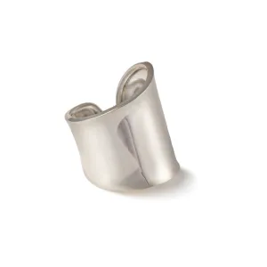 Chunky Organic Shaped Wide Silver Ring with an Open Back